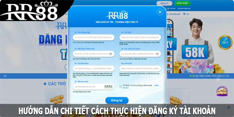 Hướng dẫn chi tiết cách thực hiện đăng ký tài khoản RR88